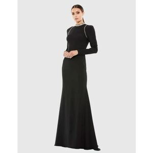 Ieena for Mac Duggal Black Raglan Long Sleeve High Neck Gown - Size 6 - NWT
